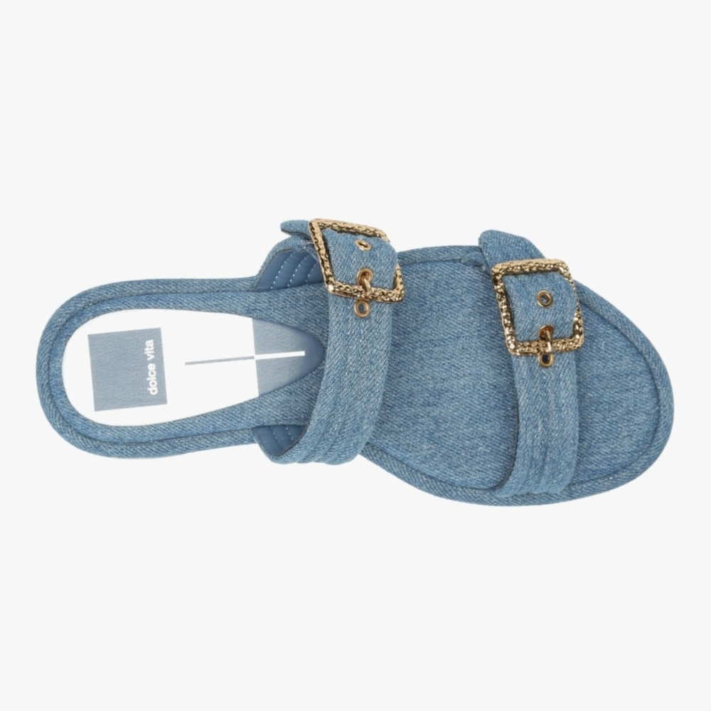 Dolce Vita Blue Sandals with Gold Accents - Picture 5 of 9